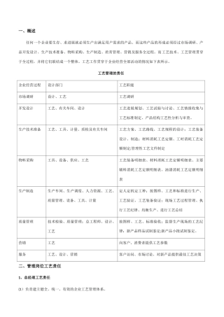 工艺部门岗位职责