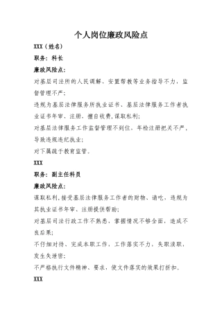 市司法局基层科--个人岗位廉政风险点