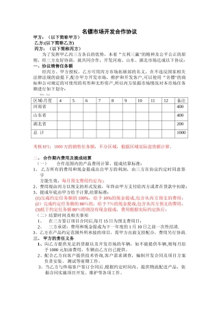 市场开发合作协议