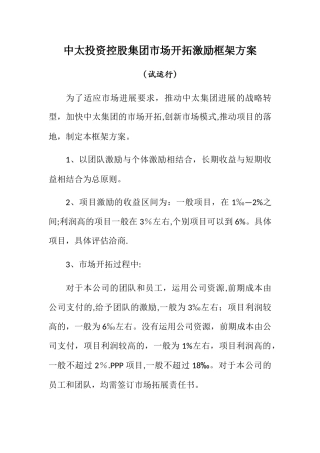 市场开拓激励方案