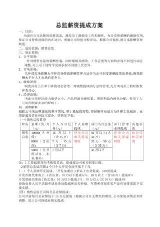 市场总监薪资提成方案