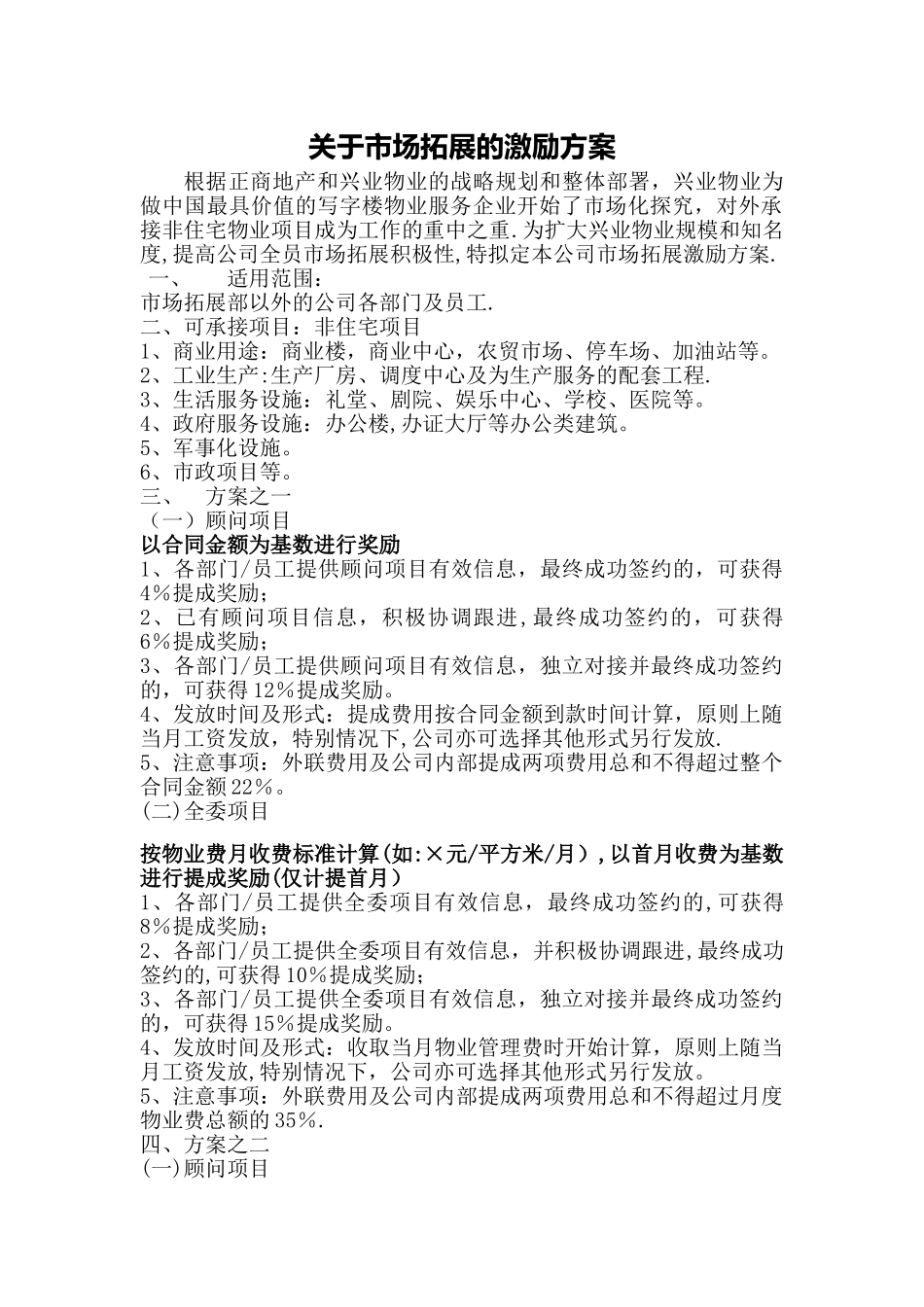 市场拓展激励方案_第1页