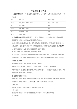 市场拓展策划方案