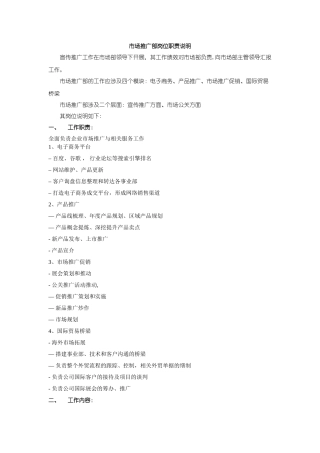 市场推广部岗位职责