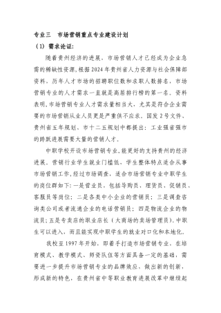 市场营销专业建设规划方案