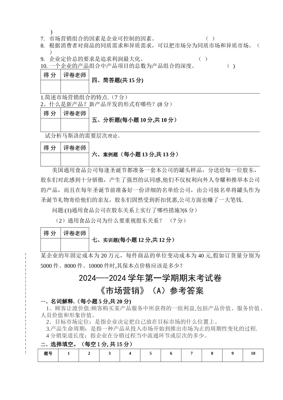 市场营销试卷及答案_第2页