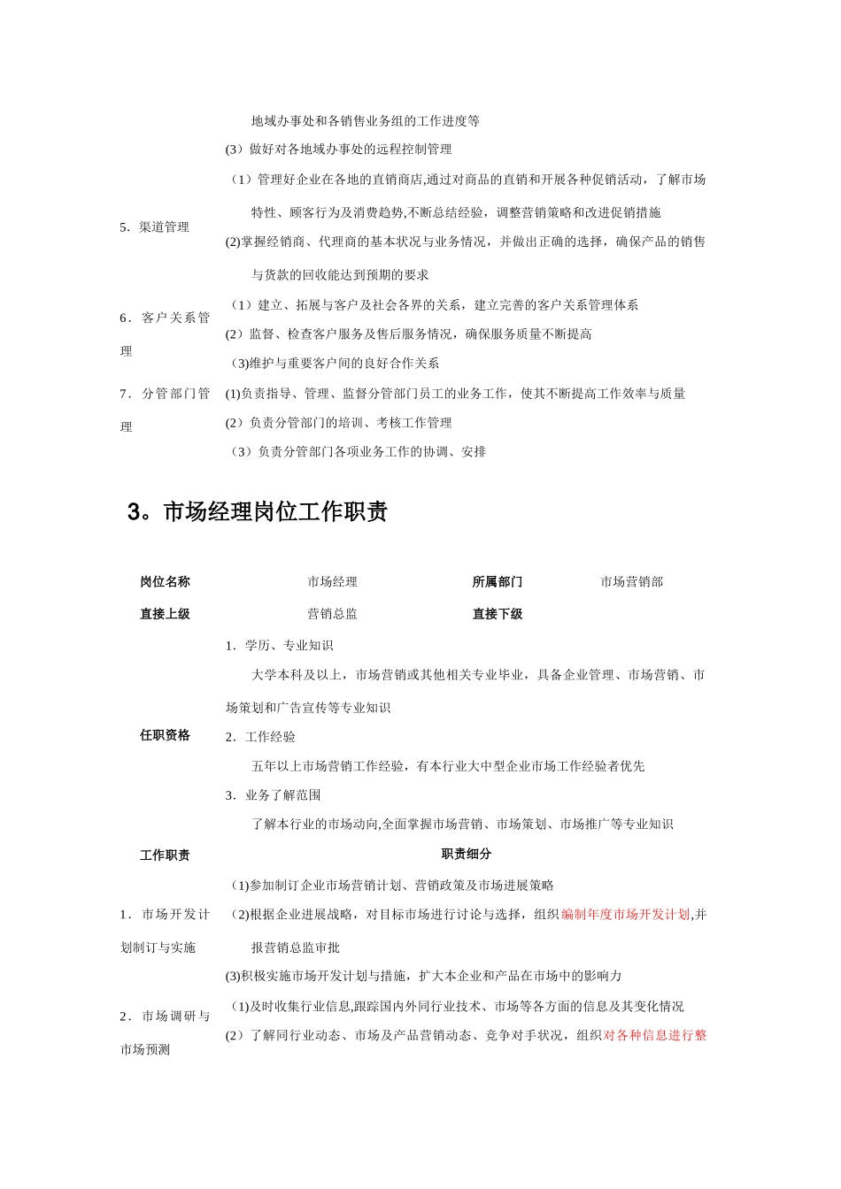 市场营销部各岗位职责_第3页