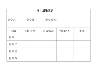 市场部一周计划表新表