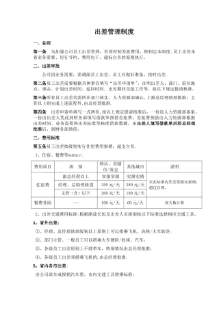 市场部出差管理制度