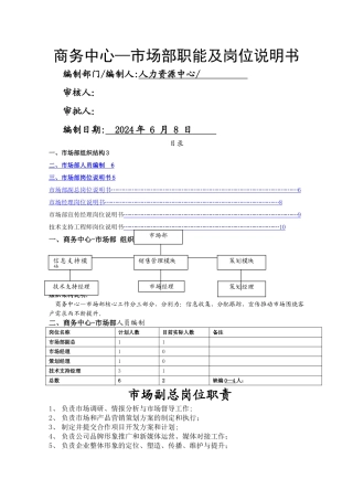 市场部岗位说明书