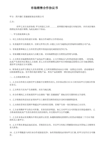 市场销售合作协议书