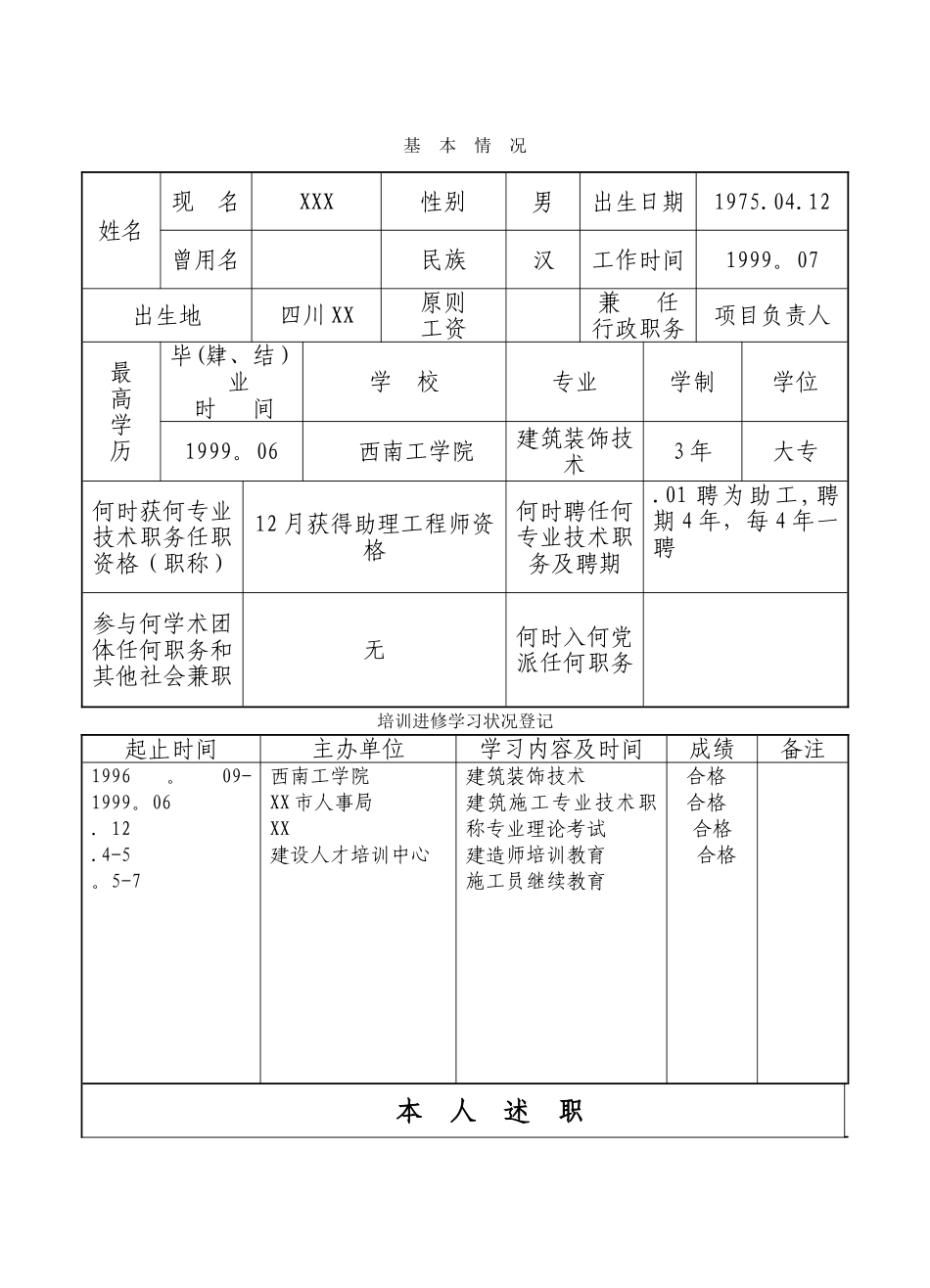 2025年专业技术人员考核登记表_第2页