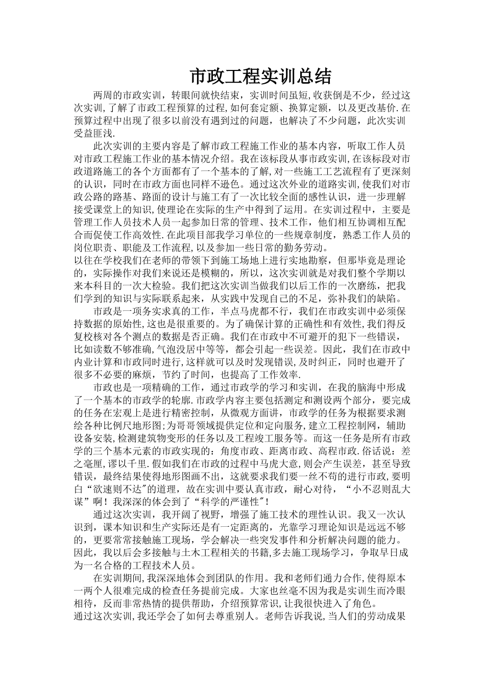 市政实训总结_第1页