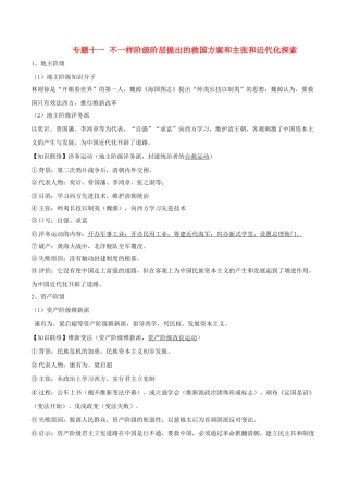 2025年广东省深圳市中考历史知识点汇编专题十一不同阶级阶层提出的救国方案和主张和近代化探索