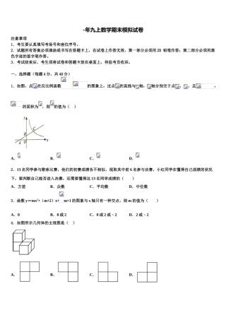 2025年湖北省武汉市华中师大一附中数学九上期末学业水平测试试题含解析