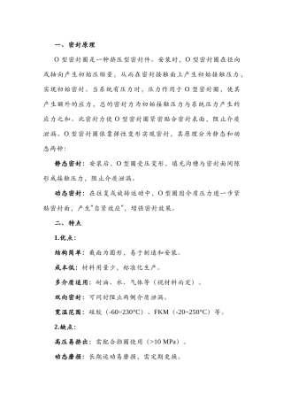 O型密封圈原理、特点、应用及设计选型