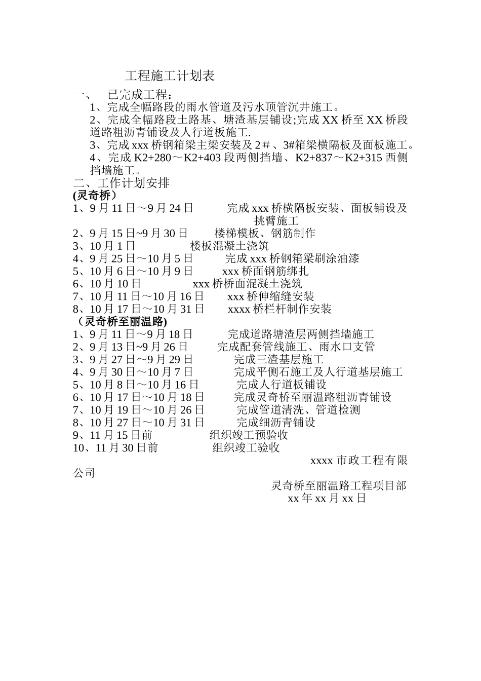 市政工程施工总进度计划_第1页