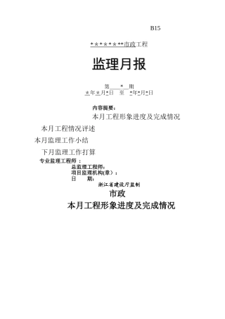 市政工程监理月报示例