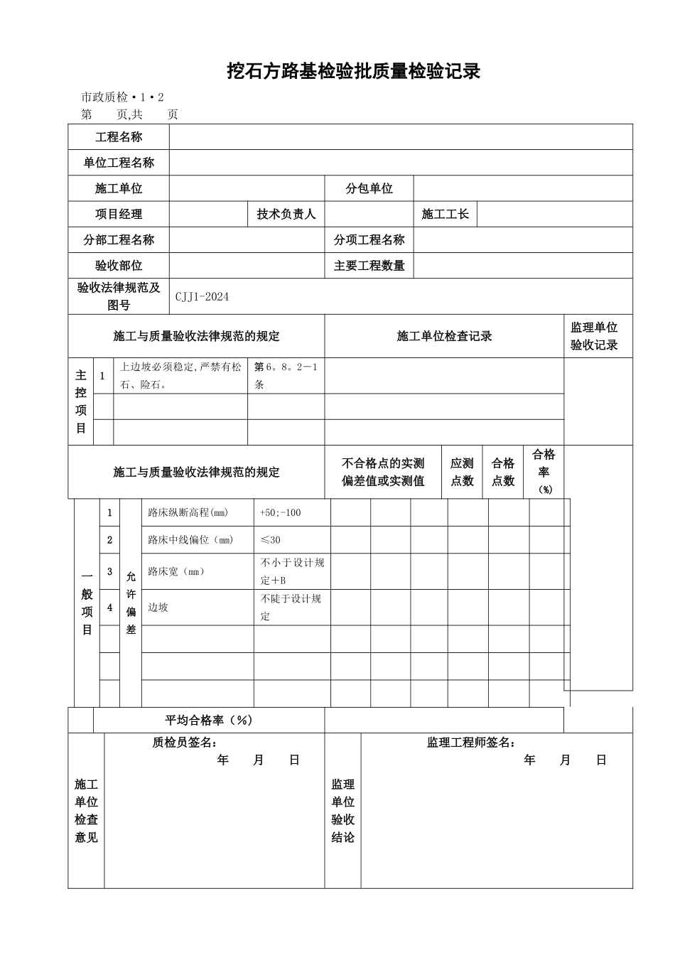 市政工程质检检验批表格汇总!_第2页