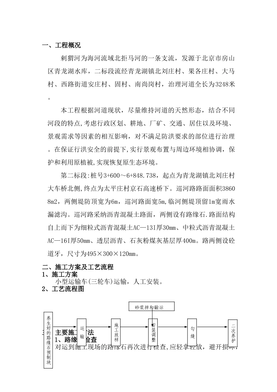 市政工程道路路缘石安装施工方案_第1页
