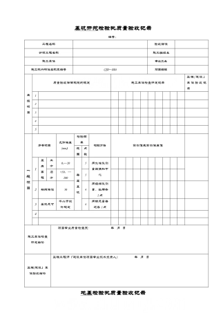 市政桥梁工程检验批施工用表