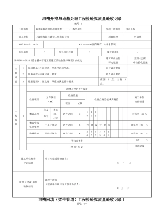 市政给排水管道工程检验批质量验收记录表-