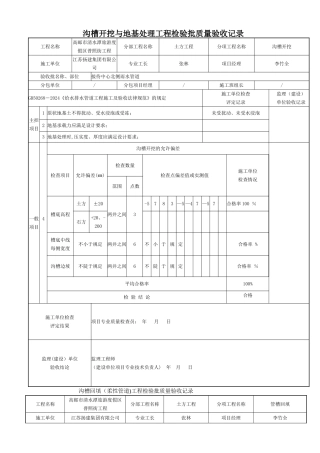 市政给排水管道工程检验批质量验收记录表