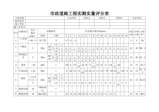 市政道路工程实测实量评分表