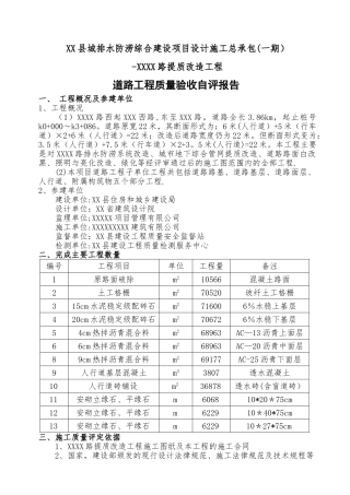 市政道路工程自评报告