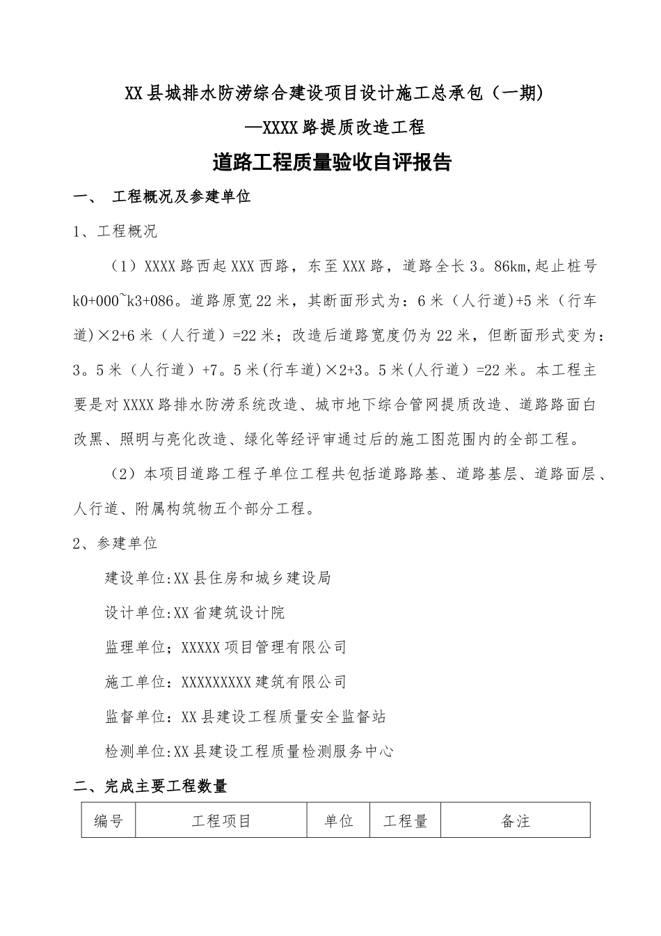 市政道路工程自评报告_第1页