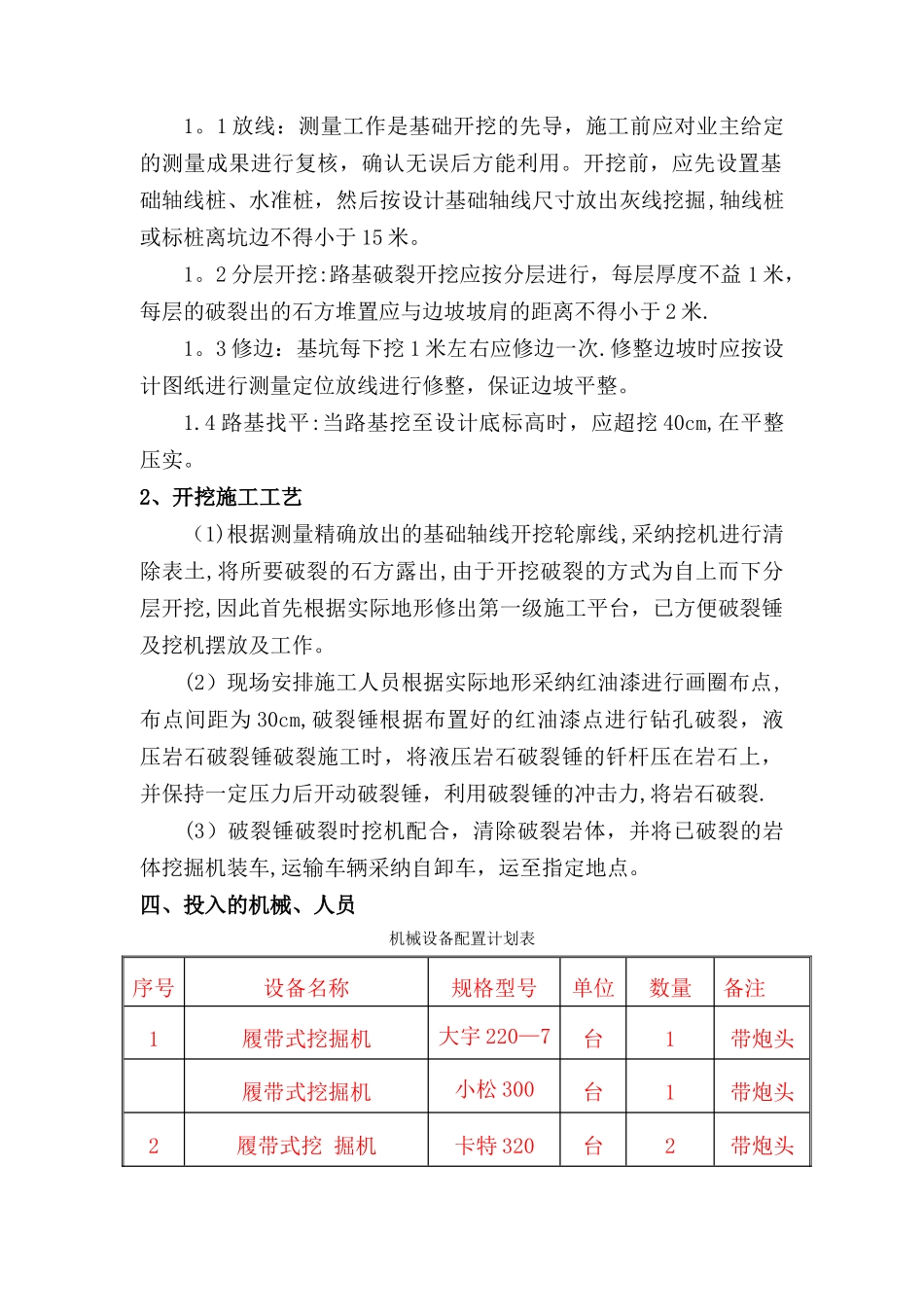 市政道路石方破碎开挖施工方案_第3页