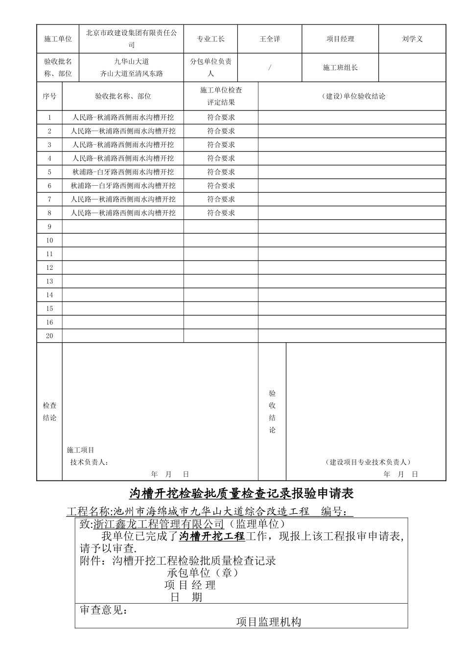 市政雨水管道工程检验批质量验收记录表_第2页