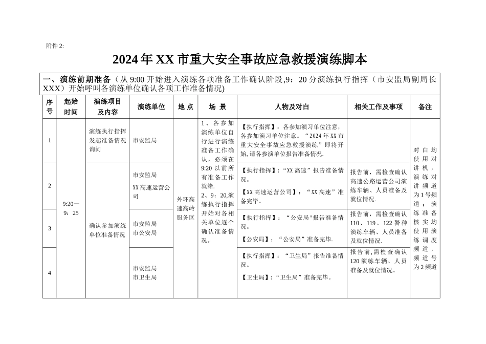 市重大安全事故应急救援演练脚本_第1页