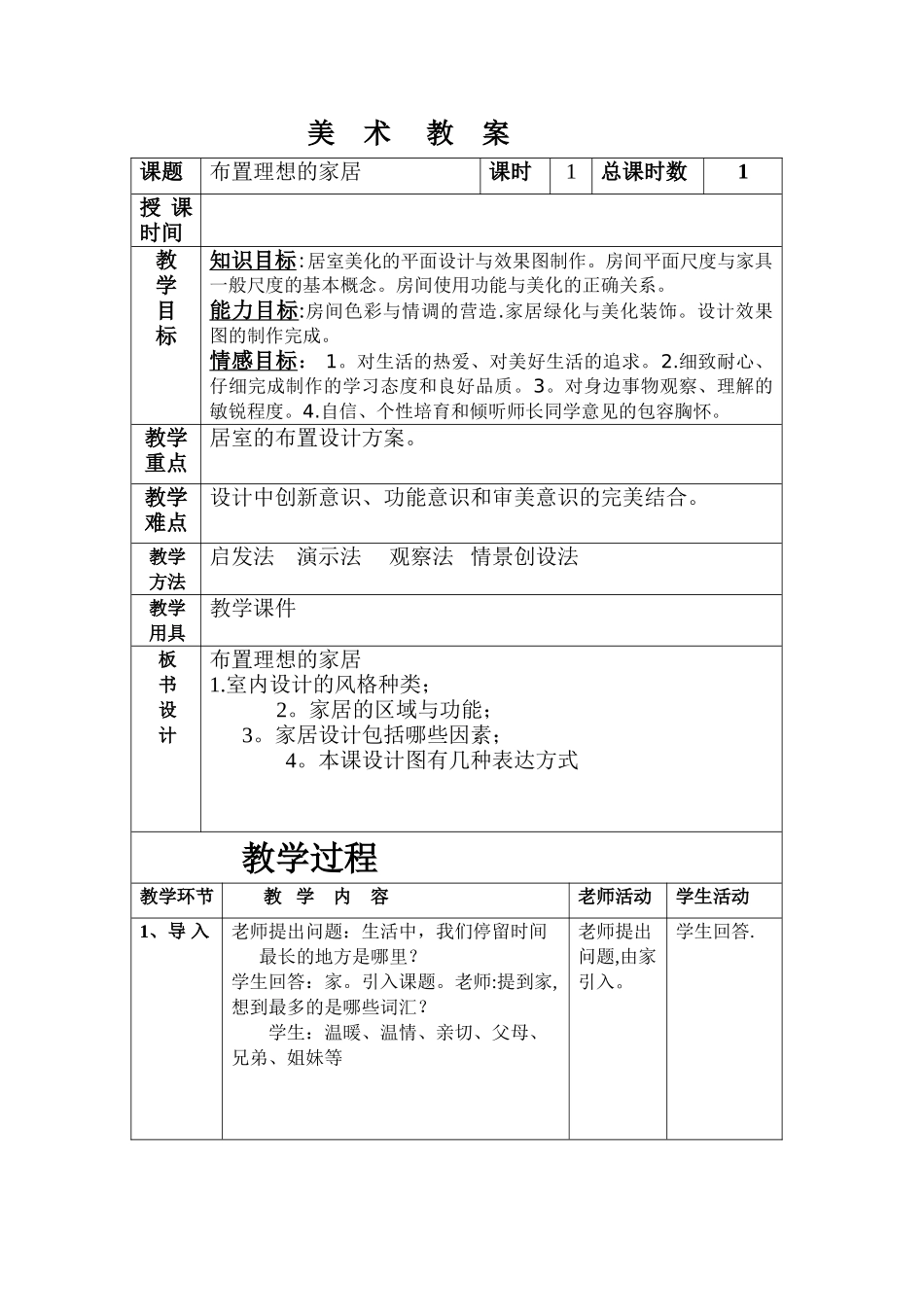 布置理想的家居教案_第1页