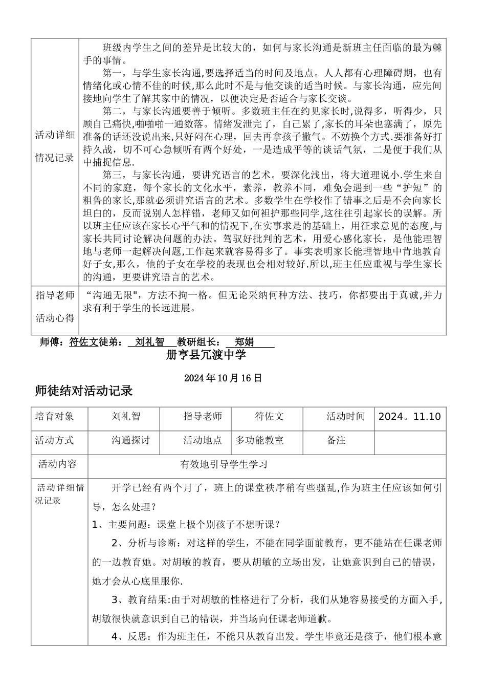 师徒结对活动记录表(印证材料)_第2页