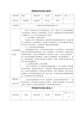 师徒结对活动记录表