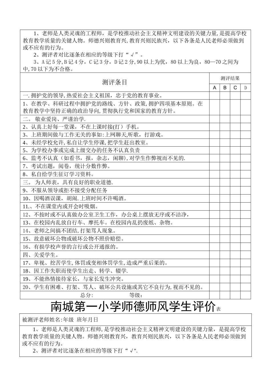 师德师风教师互评表_第2页