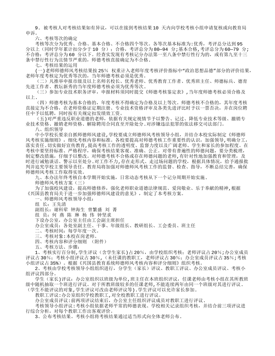 师德师风考核方案_第3页