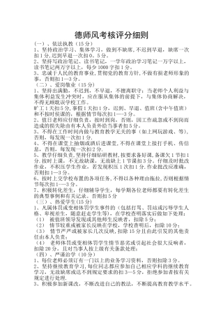师德师风考核评分细则