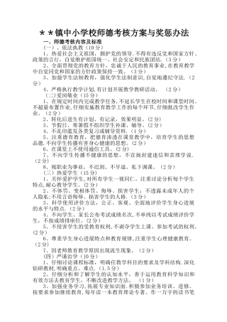 师德考核方案与奖惩办法