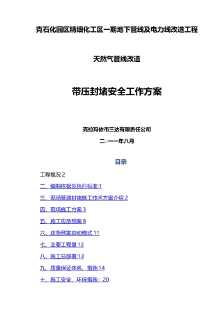 带压封堵方案