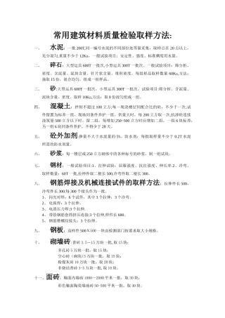 常用建筑材料质量检验取样方法