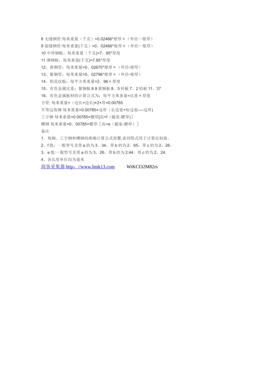 常用方管理论重量表_第2页