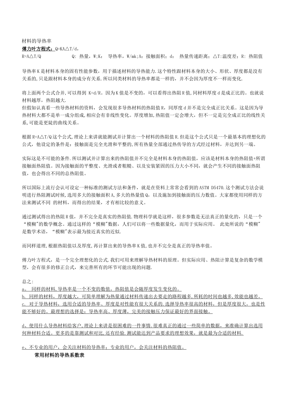 常用材料的导热系数表_第1页