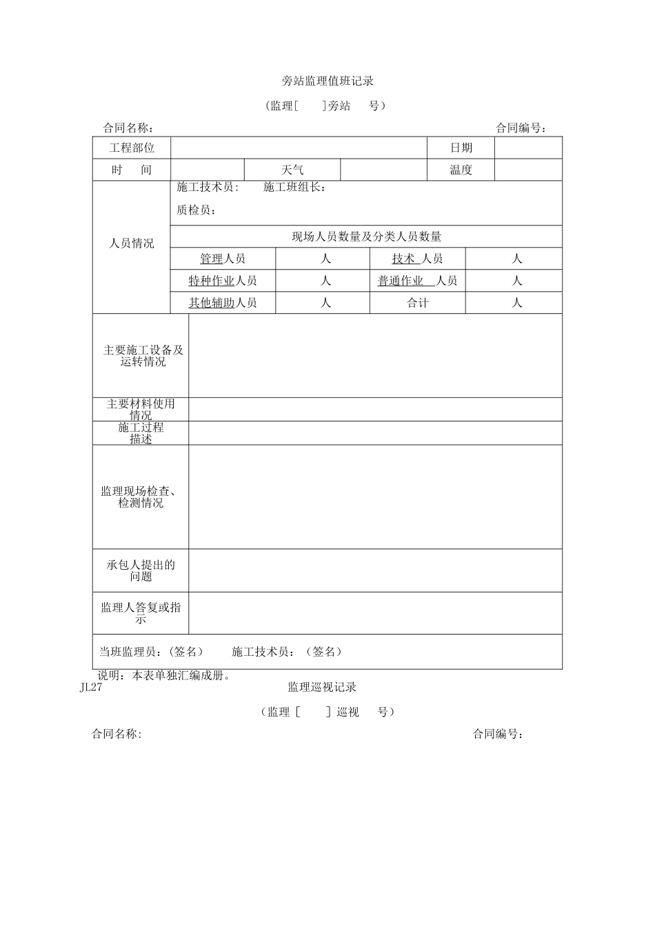 常用监理记录表格_第1页
