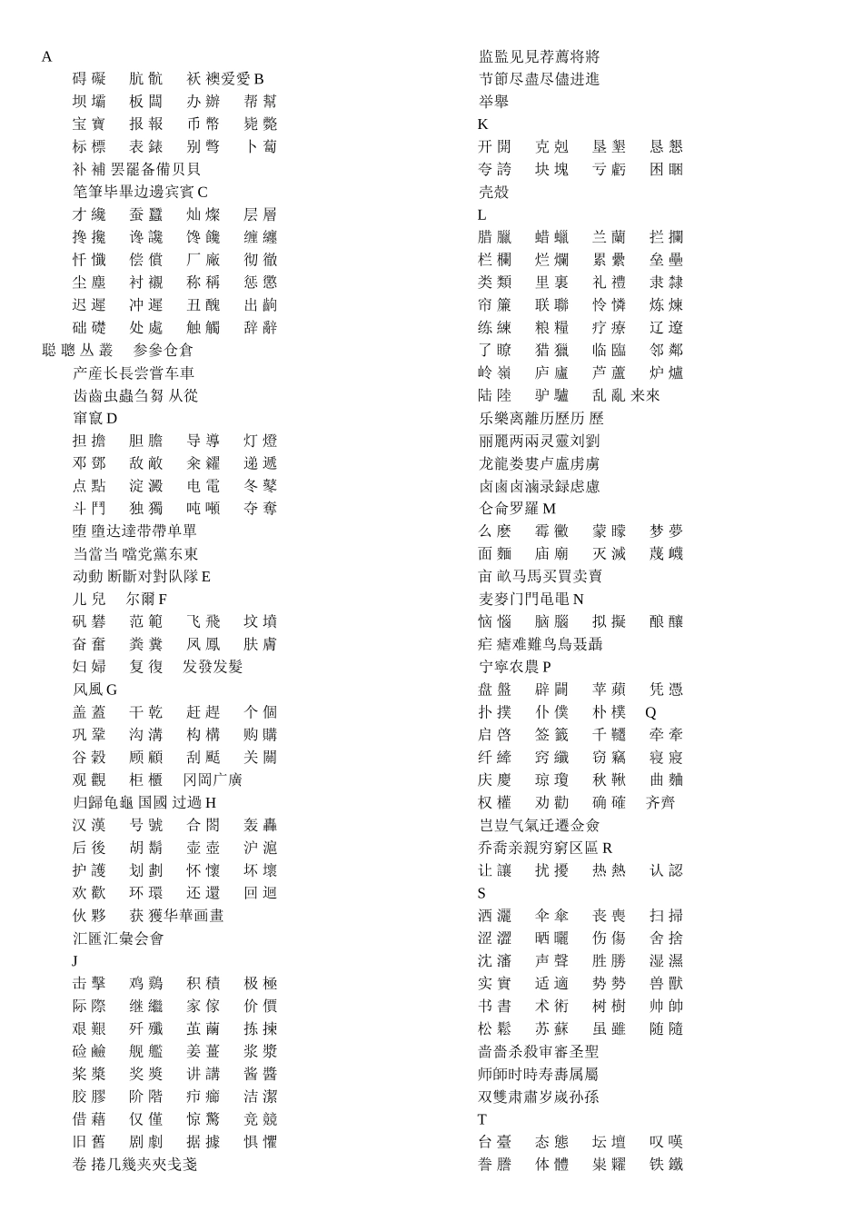 常见简体字与繁体字对照表大全1_第1页