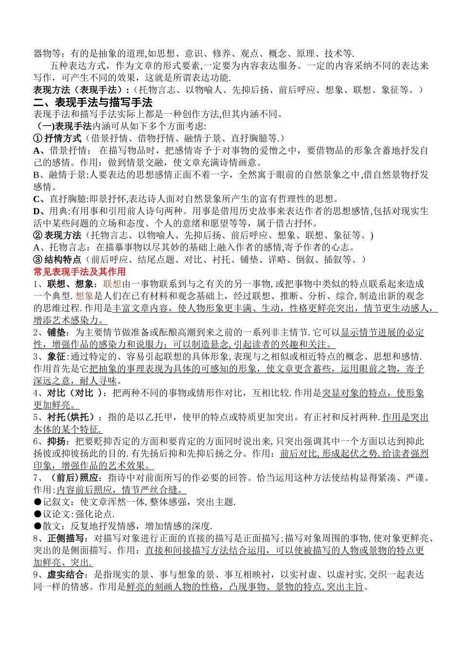 常见表现手法及其作用-答题技巧总结-所有表现手法总结_第2页