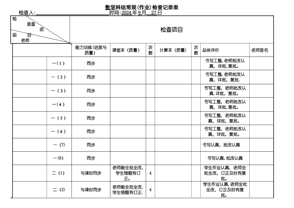 常规作业检查记录表_第1页
