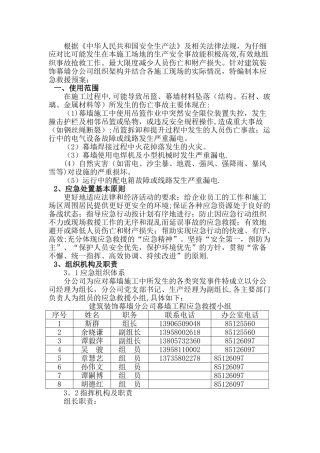 幕墙工程应急预案