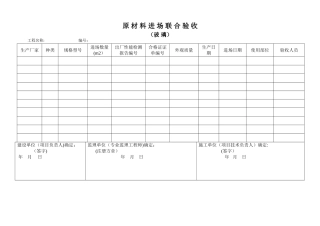 幕墙材料进场验收表
